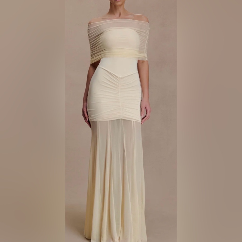 Meshki Strapless Cream Dress